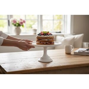 Arlington Designs Cake Stand Unisex 10in White Very Good Modern Milk Glass